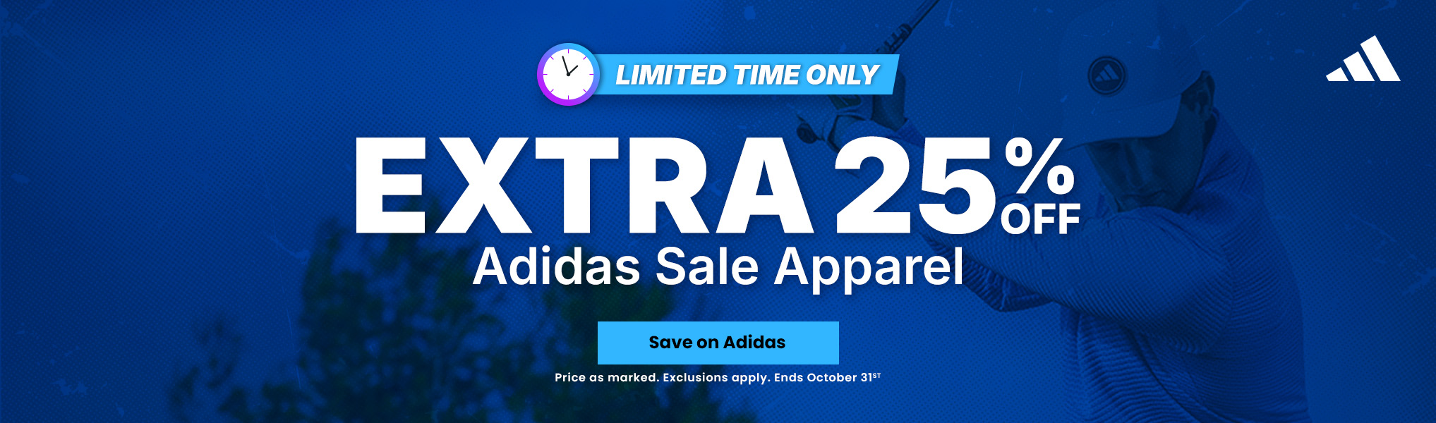 Adidas Golf Apparel EXTRA 25% Off!